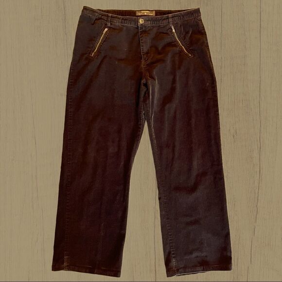 Vintage 90s mid rise wide leg brown corduroy pants - Picture 1 of 8